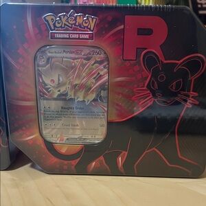 Pokemon Persian GX Tin with Red and Black Design